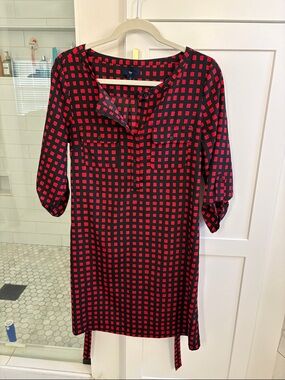 Gap Factory Red and Black Check Shift Dress